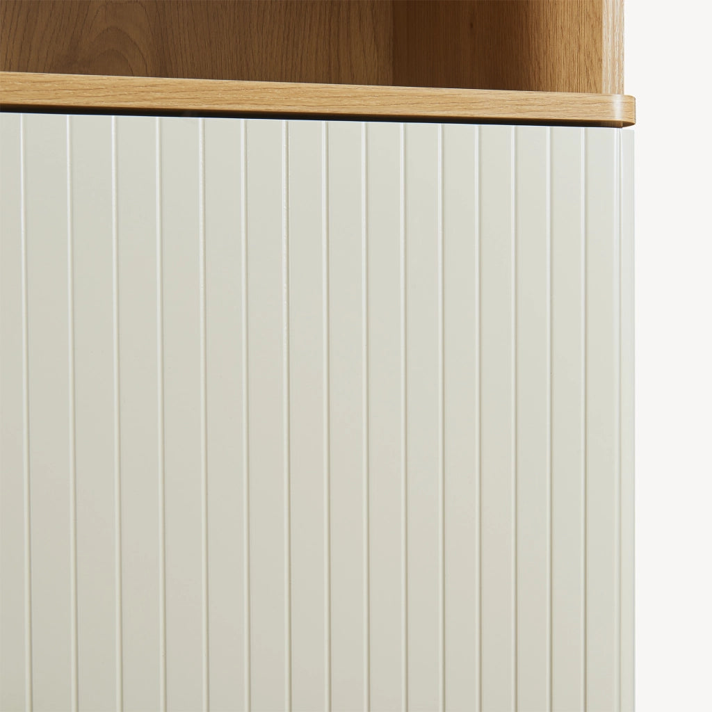 Mobile a Colonna Ferrersp Armadio da Bagno con Anta e Ripiani 160 x 42 x 35 cm - Effetto Rovere / Avena Oatmeal [en.casa]