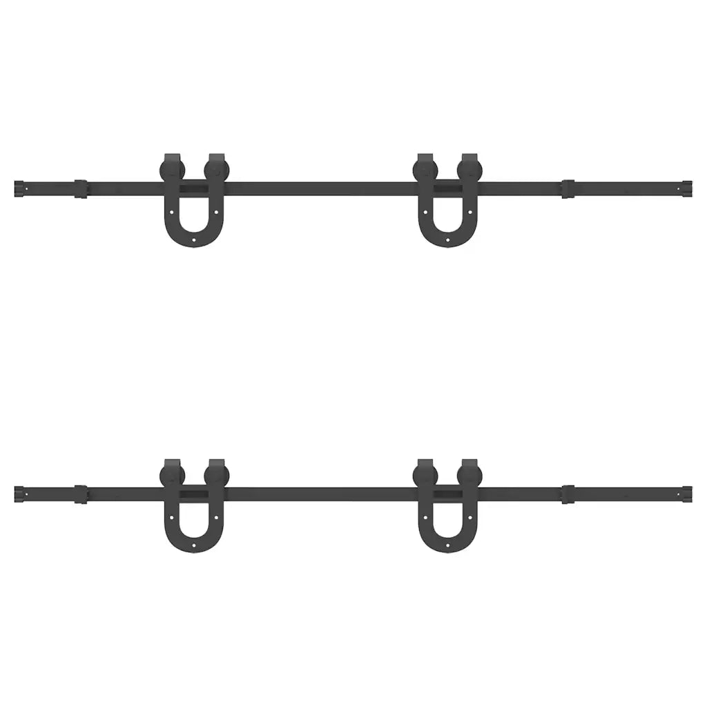 Kit di Binari per Porte Scorrevoli 183 cm Acciaio Nero 3295733