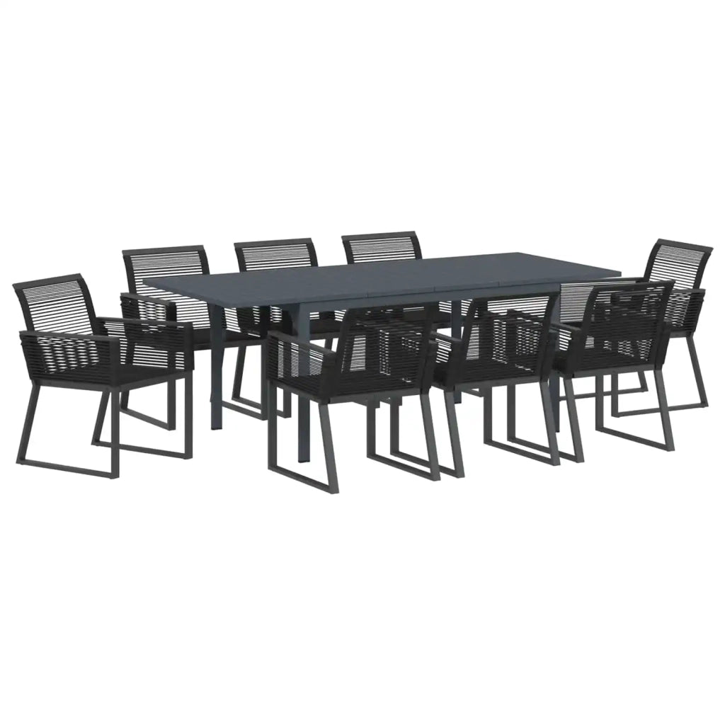 Set da Pranzo per Giardino 9 pcs Nero polyrattan 3378829