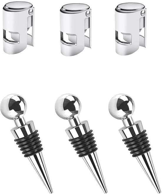 Lattine per vino 6 pezzi - Tappi per bottiglie di vino - Tappi per champagne - Tappi riutilizzabili - Per la raccolta di vino - Facili da installare - Tappi per bottiglie