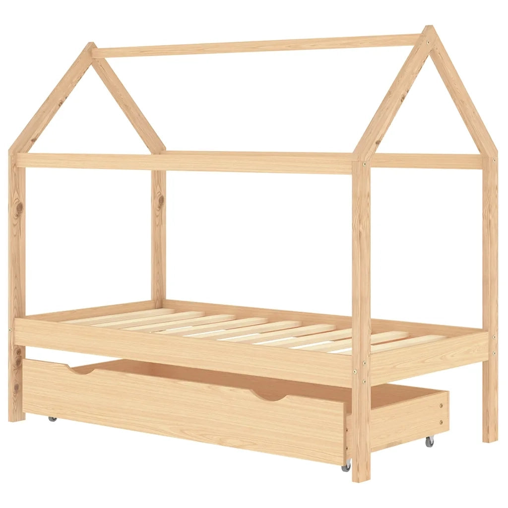 Giroletto per Bambini con Cassetto Legno Massello Pino 80x160cm 322137