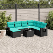 Set Divani da Giardino 8 pz con Cuscini Nero in Polyrattan 3220506