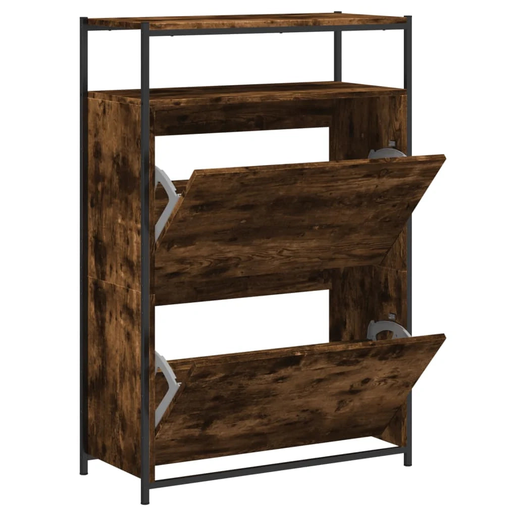 Scarpiera mobile contenitore per scarpe mobile per ingresso/corridoio/soggiorno 75 x 34 x 112 cm legno ingegnerizzato marrone 02_0021587