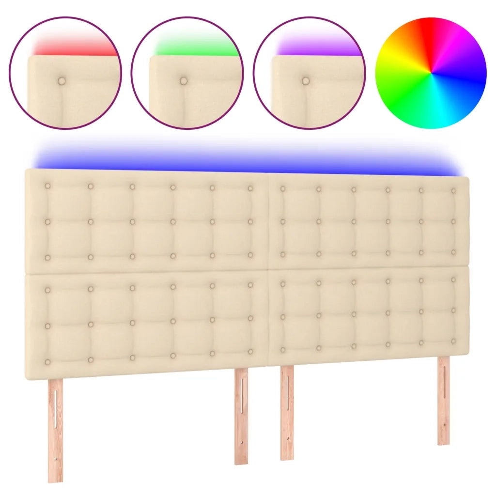 Testiera a LED-Testata con LED crema 200x5x118/128cm in Tessuto 654735