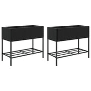 2 pz Fioriere | Cassetta per fiori | Vaso da Giardino con Ripiani Nere 90x40x75cm Polyrattan