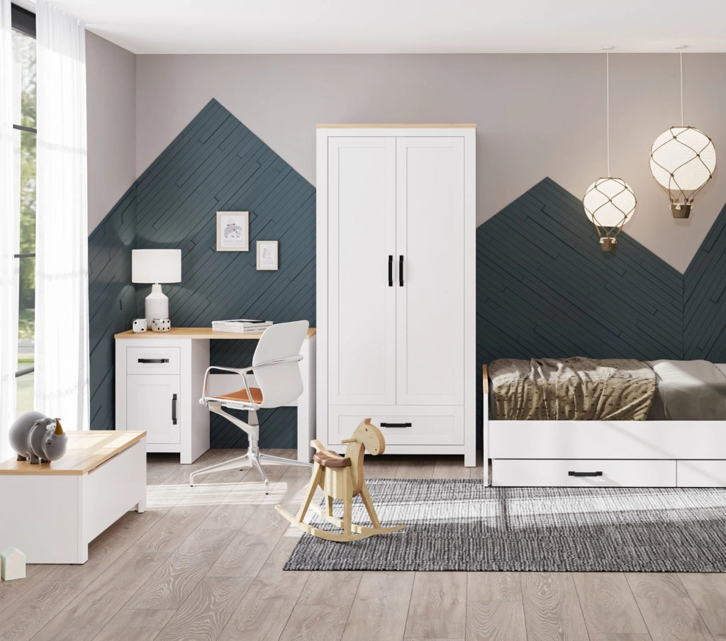Panca RONCO 1 bianco + rovere (Lanzette dG, colore nimfea alba / oak craft gold)