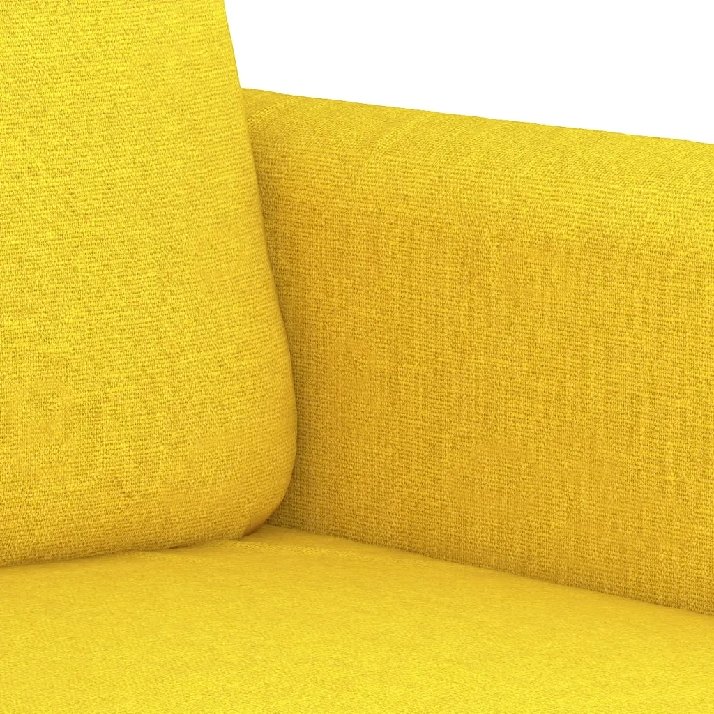 Set di Divani 3 pz con Cuscini Giallo Chiaro in Tessuto