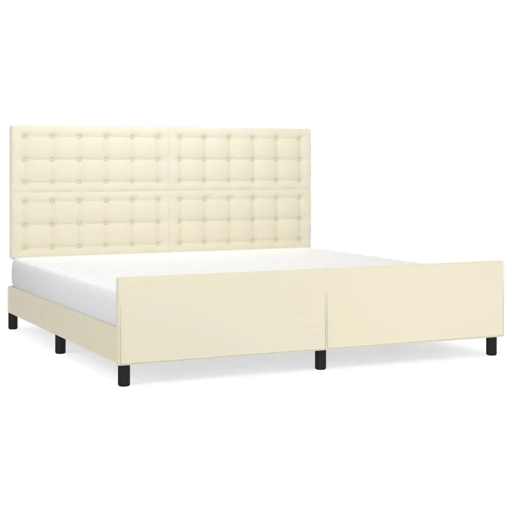 Giroletto con Testiera Crema 200x200 cm in Similpelle 3125593