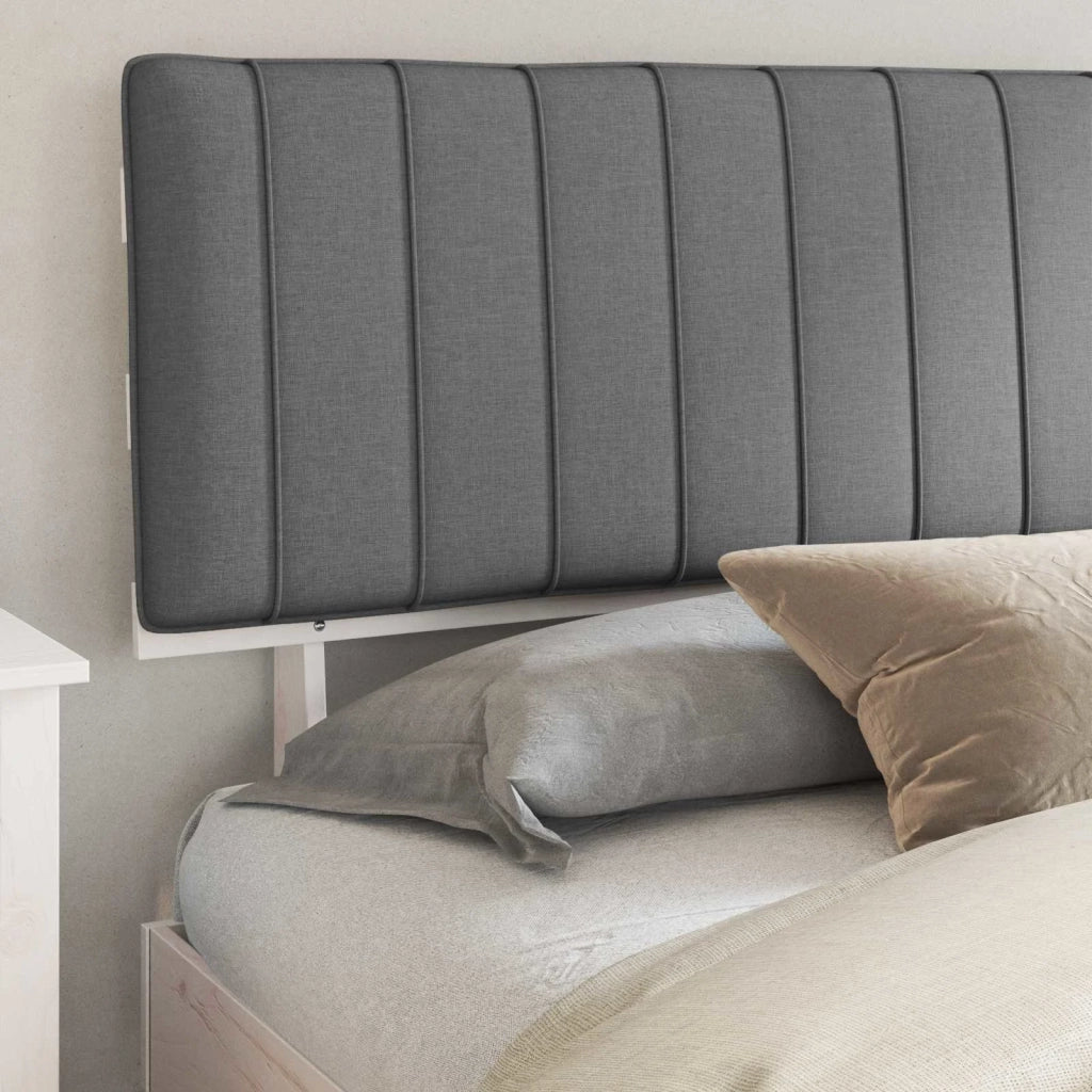 Letto con Testiera Rivestita Grigio chiaro 200 x 200 cm 3398098