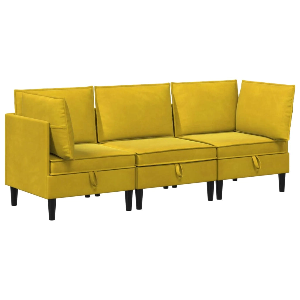 Set di mobili per il soggiorno con cuscino 3 pcs Giallo Velluto