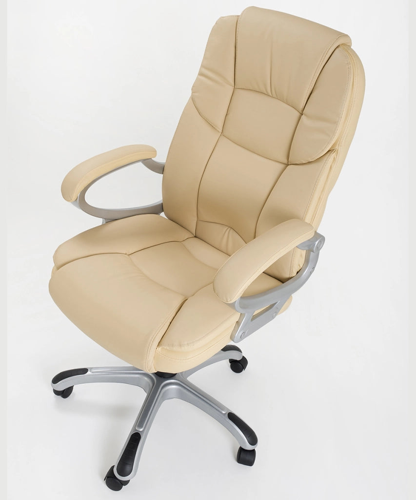 Poltrona regolabile e girevole da Ufficio Presidenziale direzionale ergonomica Modello Silky in ecopelle colore beige