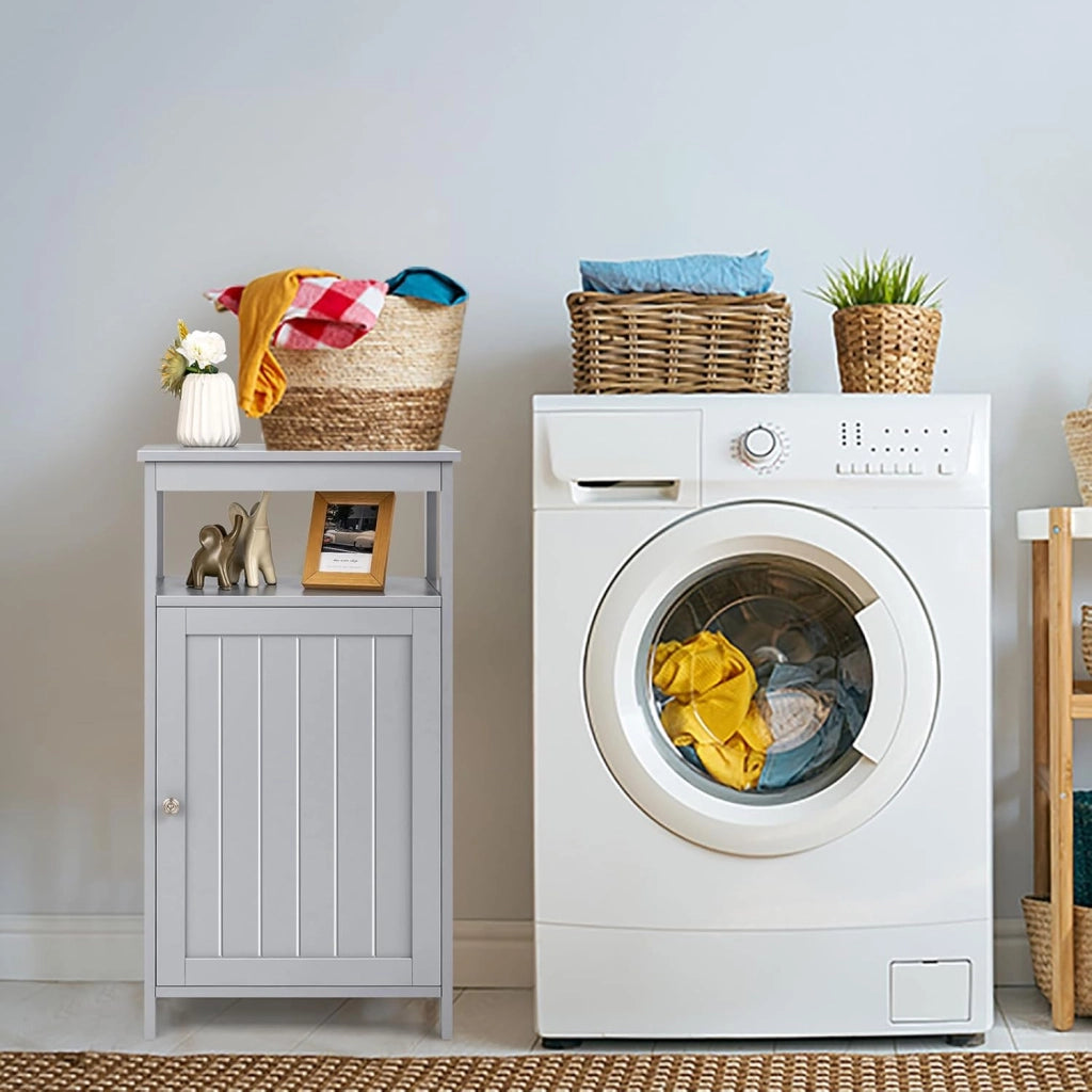 Mobile da Bagno con Ripiano e Armadio a Porta, 45 x 30 x 84 cm, Armadietto da Terra Autoportante in MDF, Armadio d’Archivio per Soggiorno, WC, Camera da Letto, Cucina (Grigio)