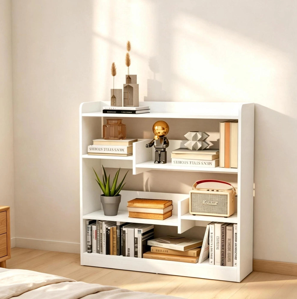 LIBRERIA Moderna 90x24x91 cm Bianco con 4 ripiani
