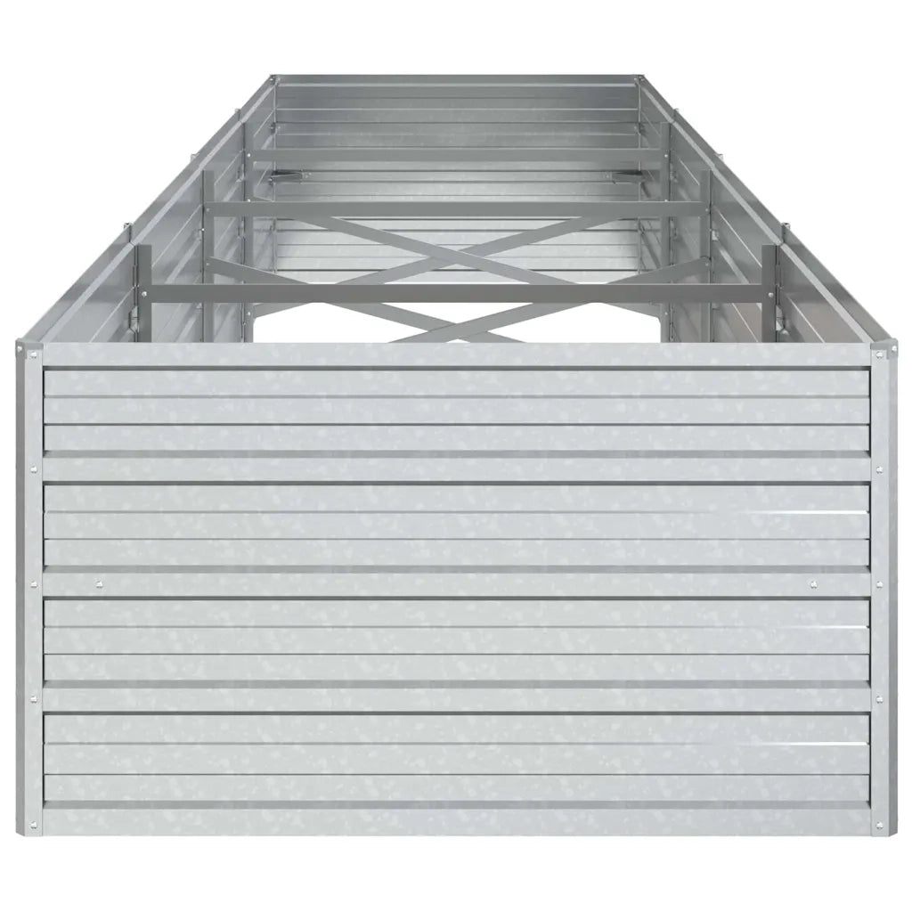 Letto Rialzato Giardino-Fioriera da Giardino 320x80x45 cm in Acciaio Zincato Argento