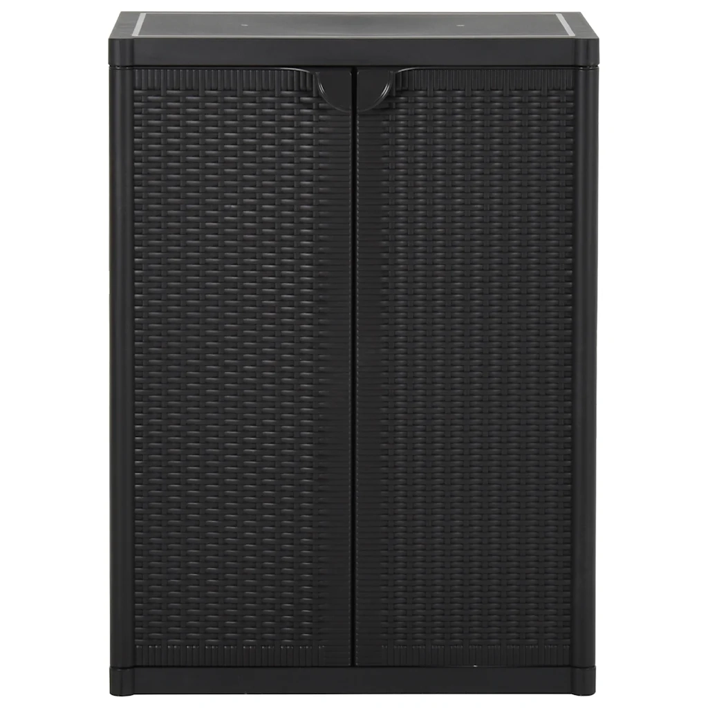 Armadio da Giardino Nero 65x45x88 cm in Rattan PP 151236