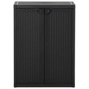 Armadio da Giardino Nero 65x45x88 cm in Rattan PP 151236