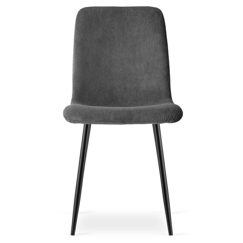 Set di 4 Sedie Rift in Velluto a Coste Grigio con Gambe Nere