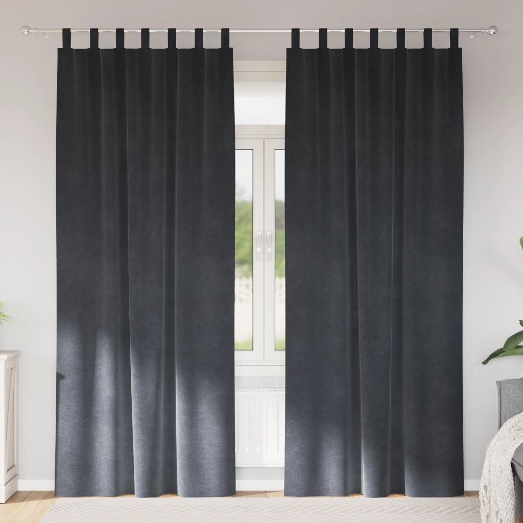 Tende oscuranti  con anelli 2 pezzi Grigio chiaro in velluto