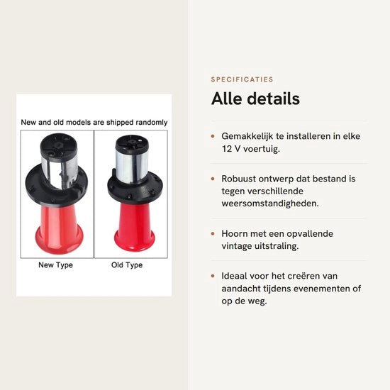 Clacson 12 V 110 dB - Allarme Acustico - Stile Antico - Universale per Veicoli - Diametro 8,9 cm - Progetto Resistente ai Colpi - Clacson Acustico