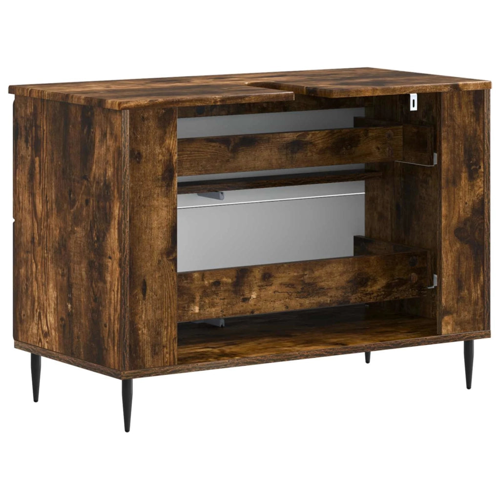 Armadio per Lavabo da Bagno ZWOLLE Rovere Fumo 896360