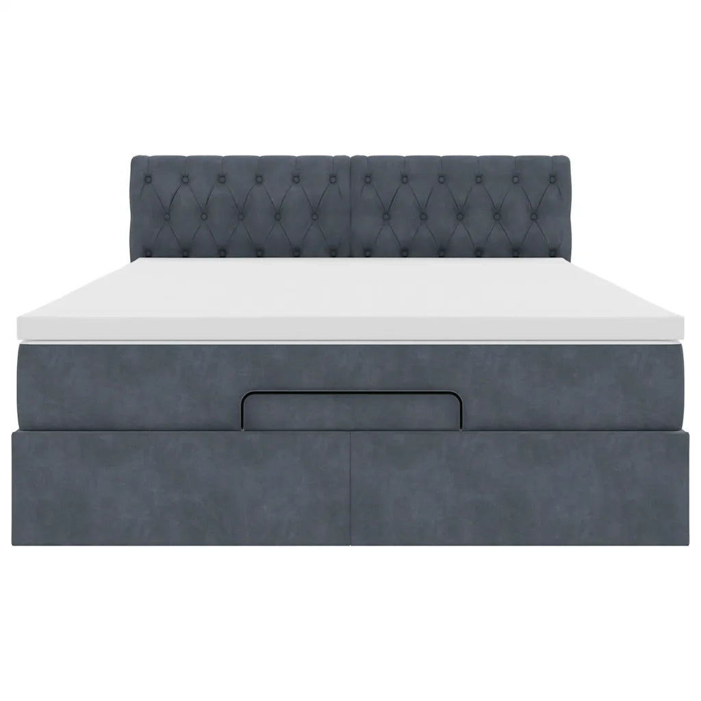 Struttura Letto Pouf con Materasso 140x190 cm Velluto 3312693