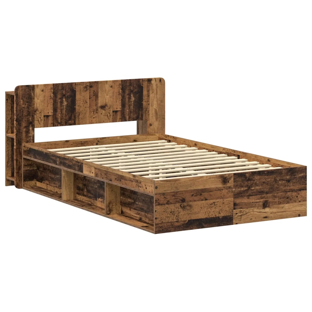Telaio del letto con storage Legno antico 120 x 200 cm