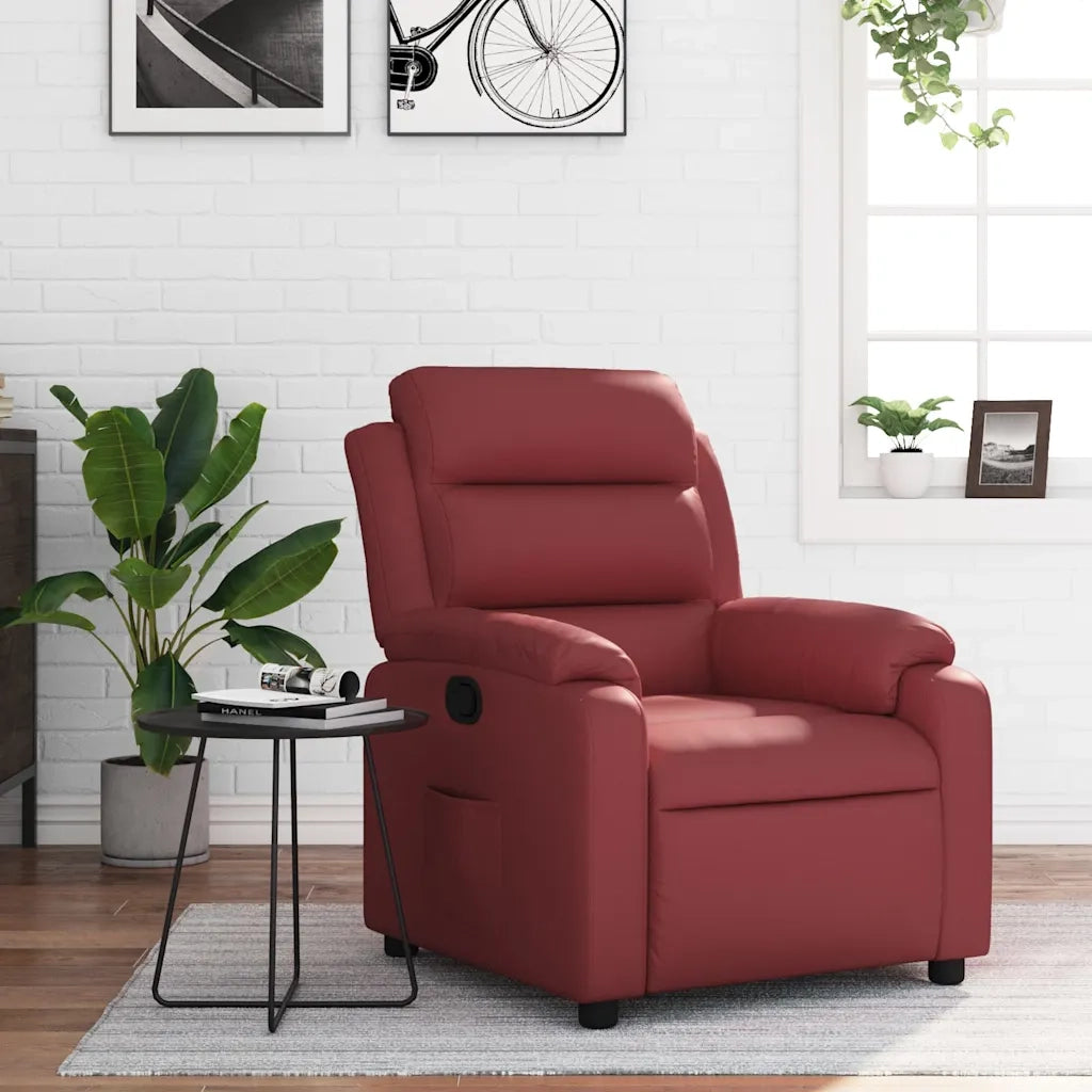 Poltrona Reclinabile Rosso Vino in Similpelle 373490
