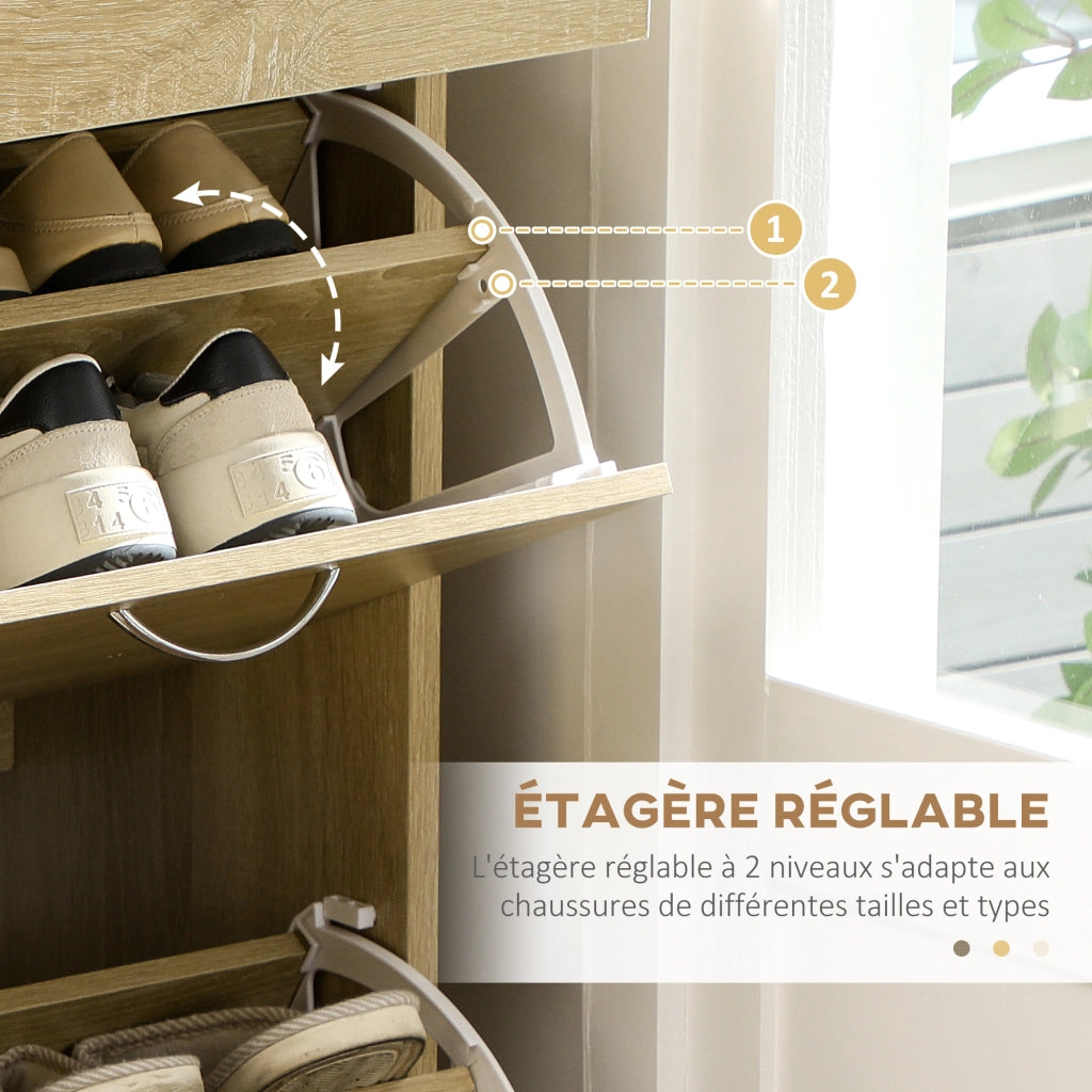 Scarpiera con Cassetti e Ante ¨C Zephmum ¨C Legno Naturale 80x30x91.5 cm