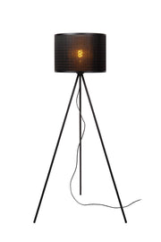 Lampada da terra Lucide Tagalog nera rattan E27 142cm