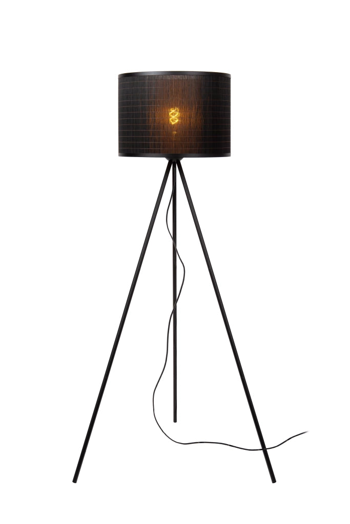 Lampada da terra Lucide Tagalog nera rattan E27 142cm
