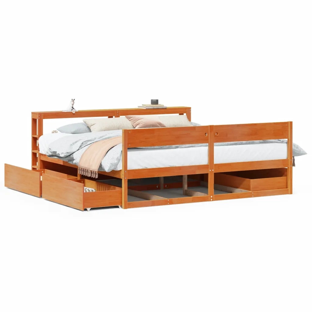 Letto senza Materasso Marrone Cera 180x200 cm in Legno di Pino 3306374