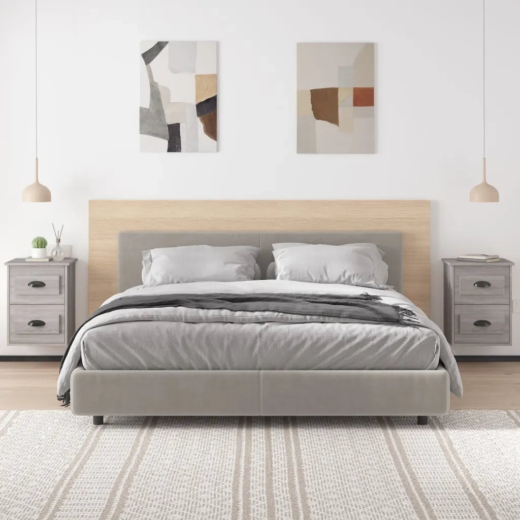 Set di 2 Comodini | Armadio da Notte | Mobiletto da notte a Parete Grigio Sonoma 41,5x36x53 cm