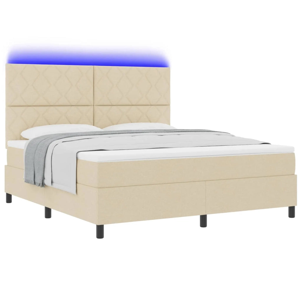 Letto a molle con strisce LED Crema 180 x 200 cm Tessuto 3342968