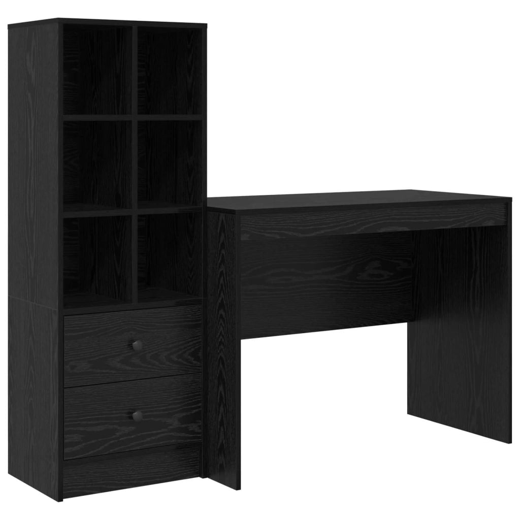 Scrivania con cassetto 2 pcs Rovere Nero 3337370
