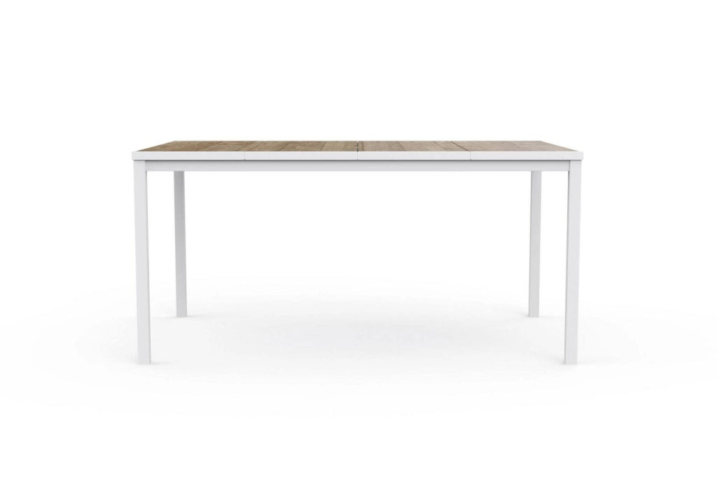 Tavolo da esterno Sarnia, Base per picnic, Piano da pranzo da giardino, Banco outdoor multiuso, 159x95 h75 cm, Rovere e Bianco