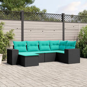 Set Divani da Giardino 6 pz con Cuscini Nero in Polyrattan 3222856