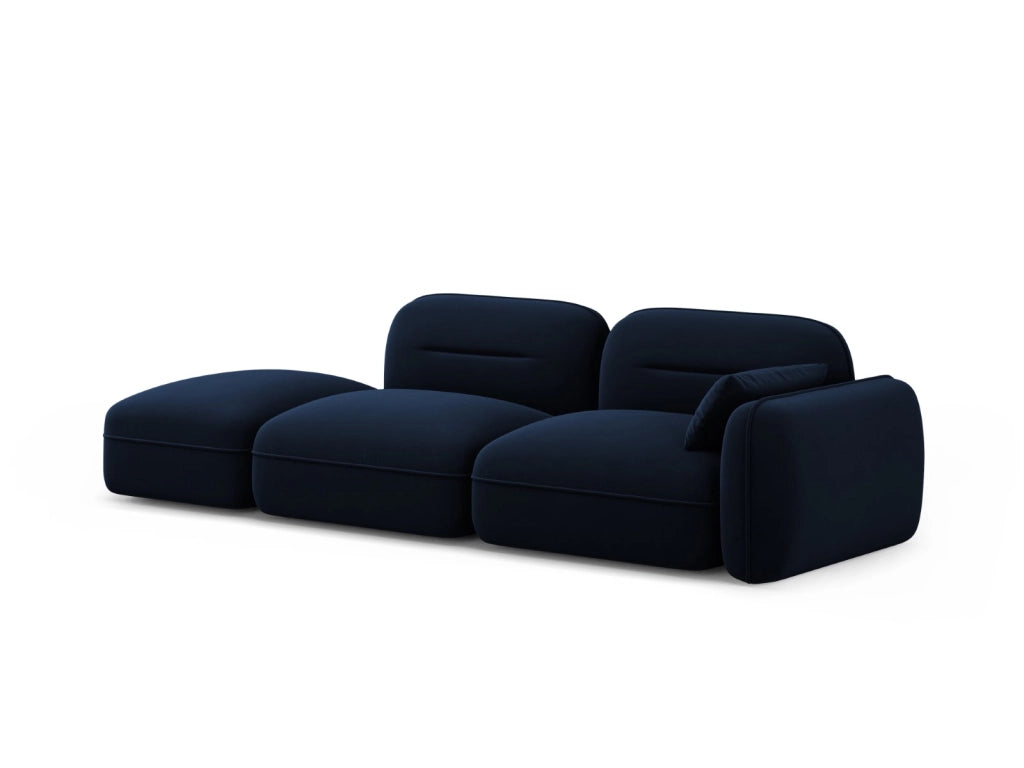 Cosmopolitan Design - Divano modulare sinistro "Sydney" 3 posti in velluto blu reale 