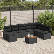 Set Divano da Giardino con archiviazione 9 pcs Nero polyrattan