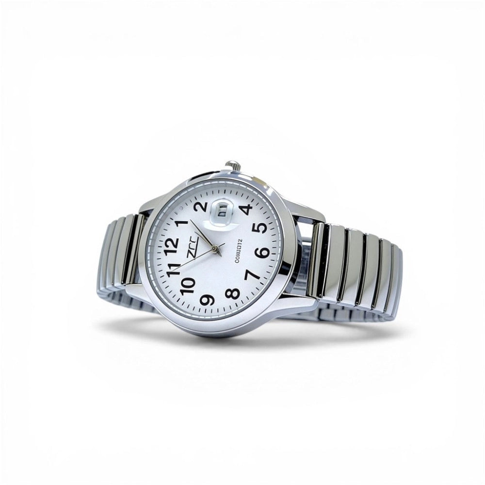 Trade Shop - Orologio Da Polso 40 Mm Acciaio Silver Con Data Quadrante Grande -