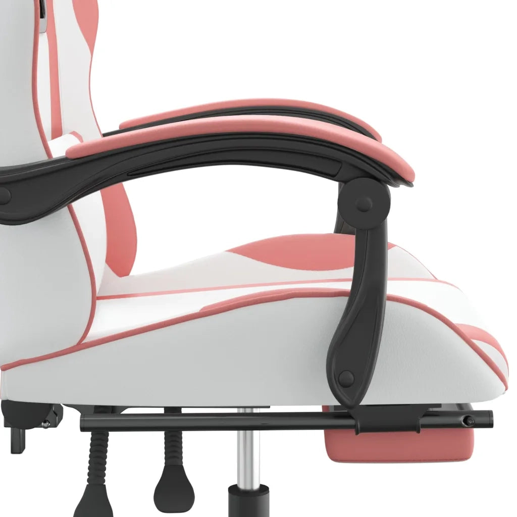 vidaXL Sedia da Gaming con Poggiapiedi Bianco e Rosa in Similpelle