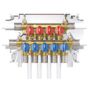 COLLETTORE MULTI-INTERCETTAZIONE DA INCASSO PREMONTATO PER IMPIANTI SANITARI MODELLO K4.3 - USCITE 4 + 3  - TEC
