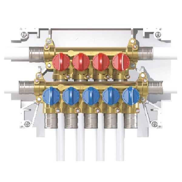 COLLETTORE MULTI-INTERCETTAZIONE DA INCASSO PREMONTATO PER IMPIANTI SANITARI MODELLO K4.3 - USCITE 4 + 3  - TEC