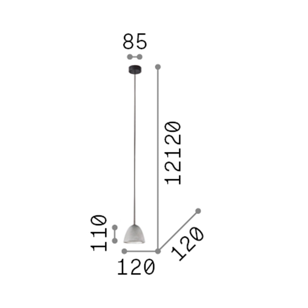 Sospensione Industrial-Minimal Oil-4 Metallo Cemento Grigio 1 Luce Gu10