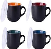 Set di contenitori in ceramica con coperchio, 700 ml, contenitori con manici per caffè, cereali, insalata, pasta, tè, contenitori in ceramica - resistenti a microonde e lavastoviglie, set da 4 pezzi