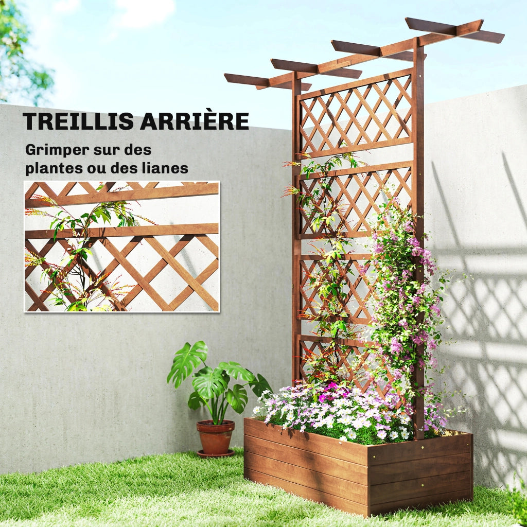 Fioriera Rialzata con Griglia ¨C zephmum ¨C Legno Effetto Naturale 60x30x30
