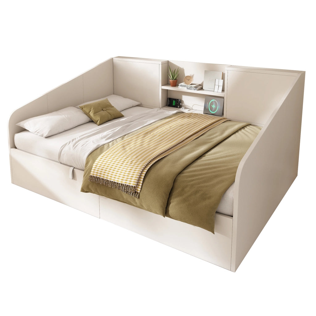 Letto da giorno 140×190 cm; letto matrimoniale con 2 ripiani; 3 USB; Type-C; senza materasso