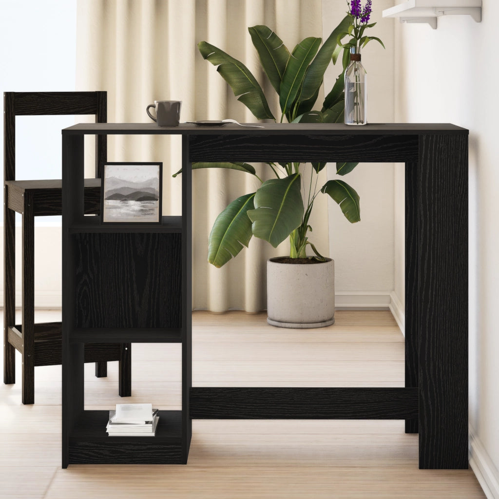 Tavolo da bar con ripiano Nero Rovere 102,5x46x103,5 cm Legno ingegnerizzato