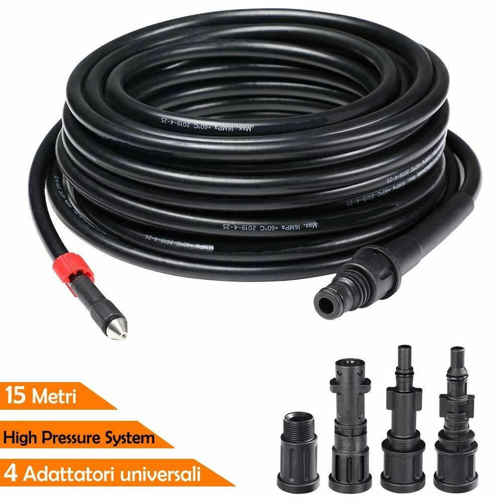 Micro Sonda Sturatubi Spurgatubi Idropulitrice 15 Metri Antipiega 4 Adattatori