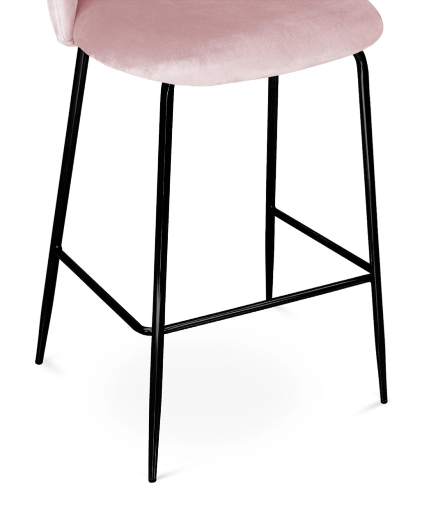 Sgabello cucina imbottito, sgabello alto in velluto rosa piede nero – Nicole - SG19NIPN