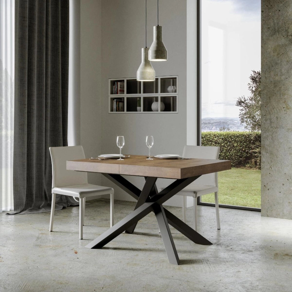 Tavolo allungabile 90x140/244 cm Volta Premium Noce telaio Antracite
